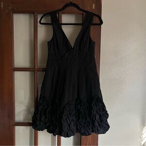 BCBG Max Azria Black V-Neck Ruffle Hem Dress (4)